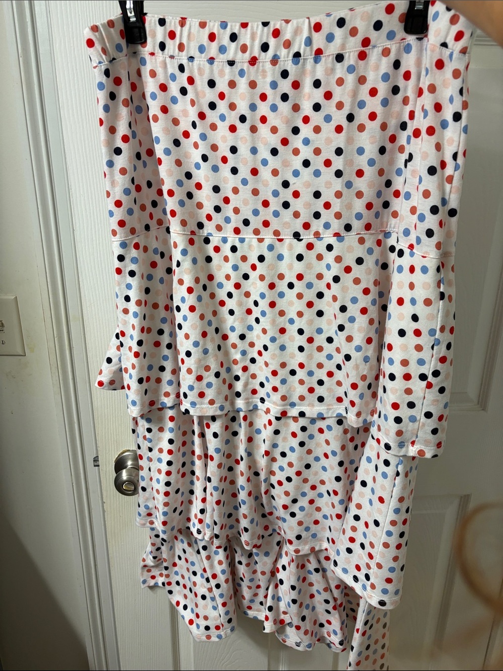 Cato White Maxi Skirt with Red and Blue Polka Dots